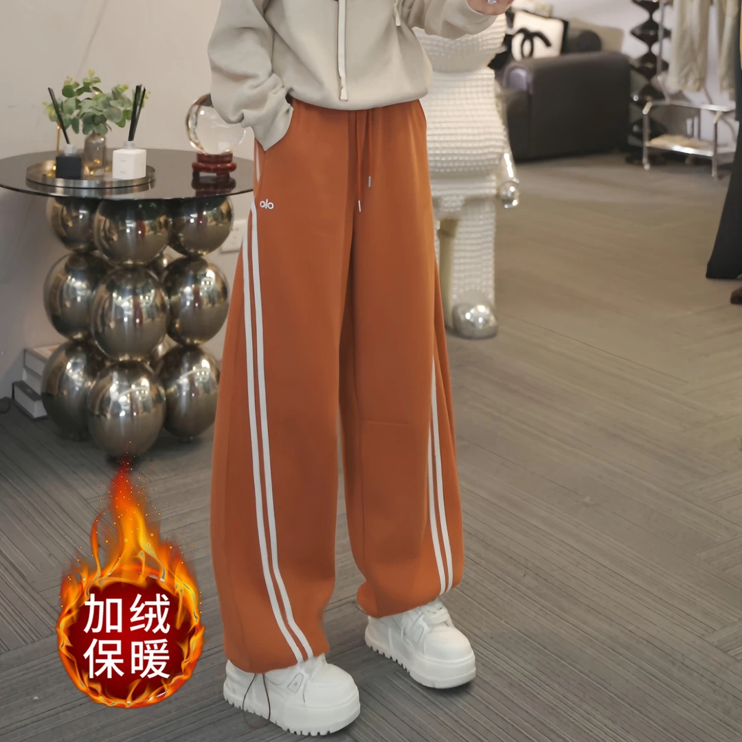 2025秋冬季加绒保暖裤子女款小个子宽松时尚设计洋气减龄休闲裤