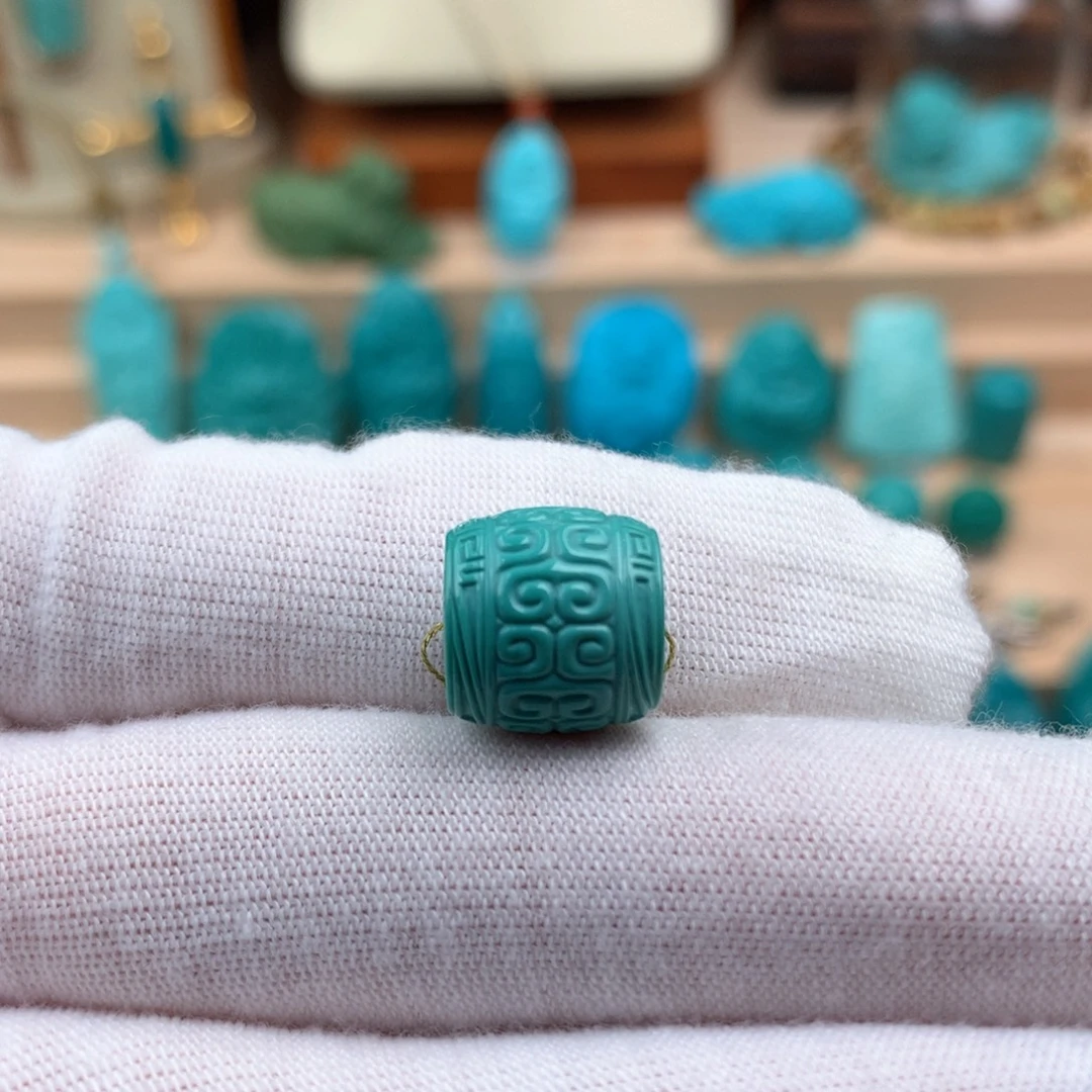 绿松石未镶嵌回纹直切桶珠卡11