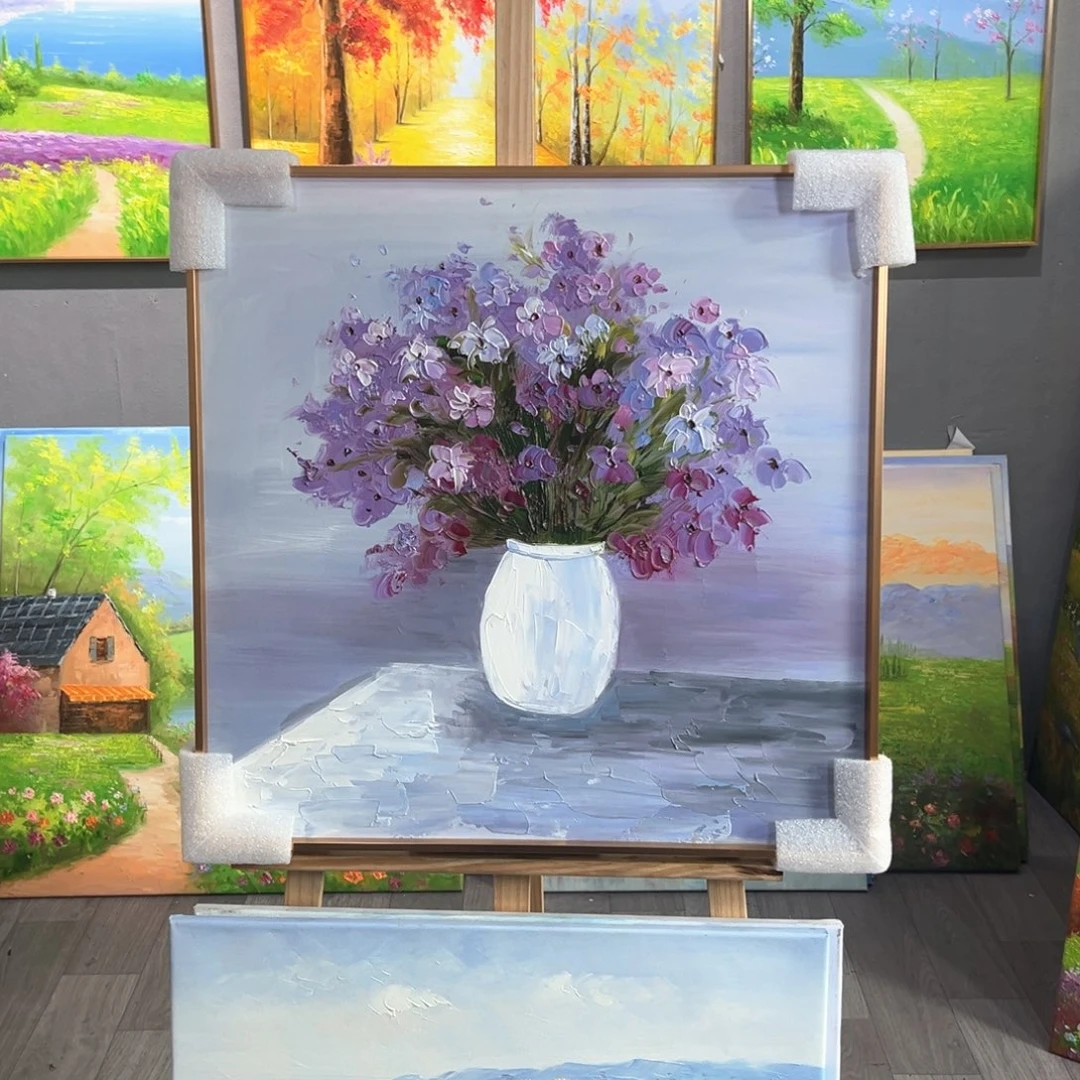 横款60x60画芯纯手工油画