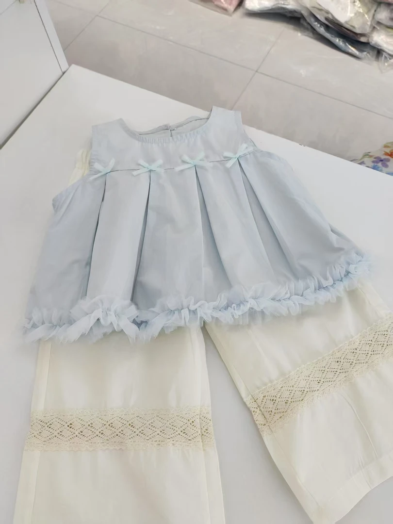 婴幼儿夏季女宝宝无袖舒适蕾丝下摆衬衫