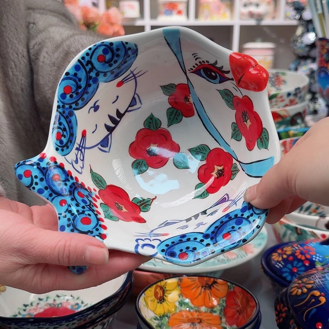 瓷7英寸猫鱼碗一只