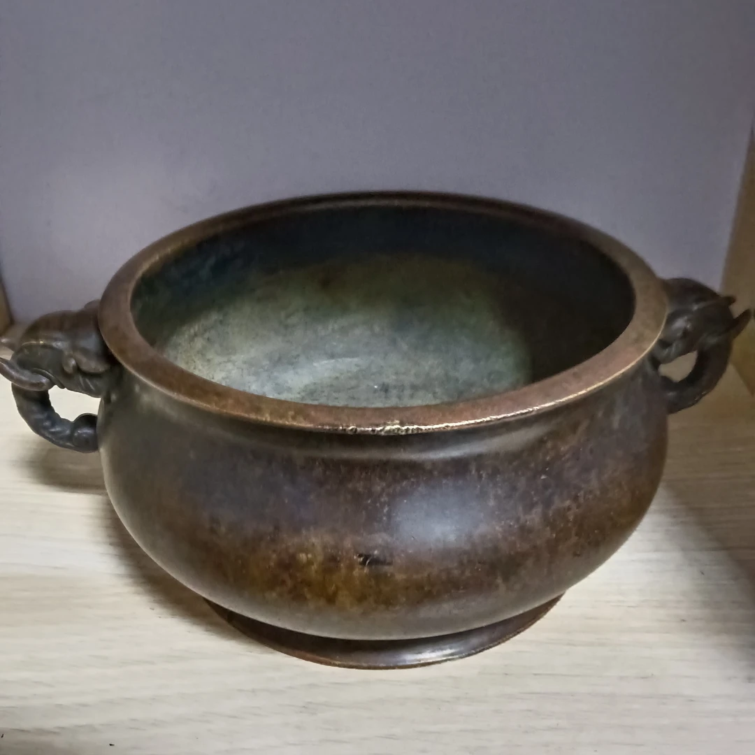 精仿纯铜象耳香炉，（具体细节直播间问询清楚，发货后不