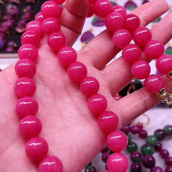 红宝石蔷薇项链银S925镶嵌