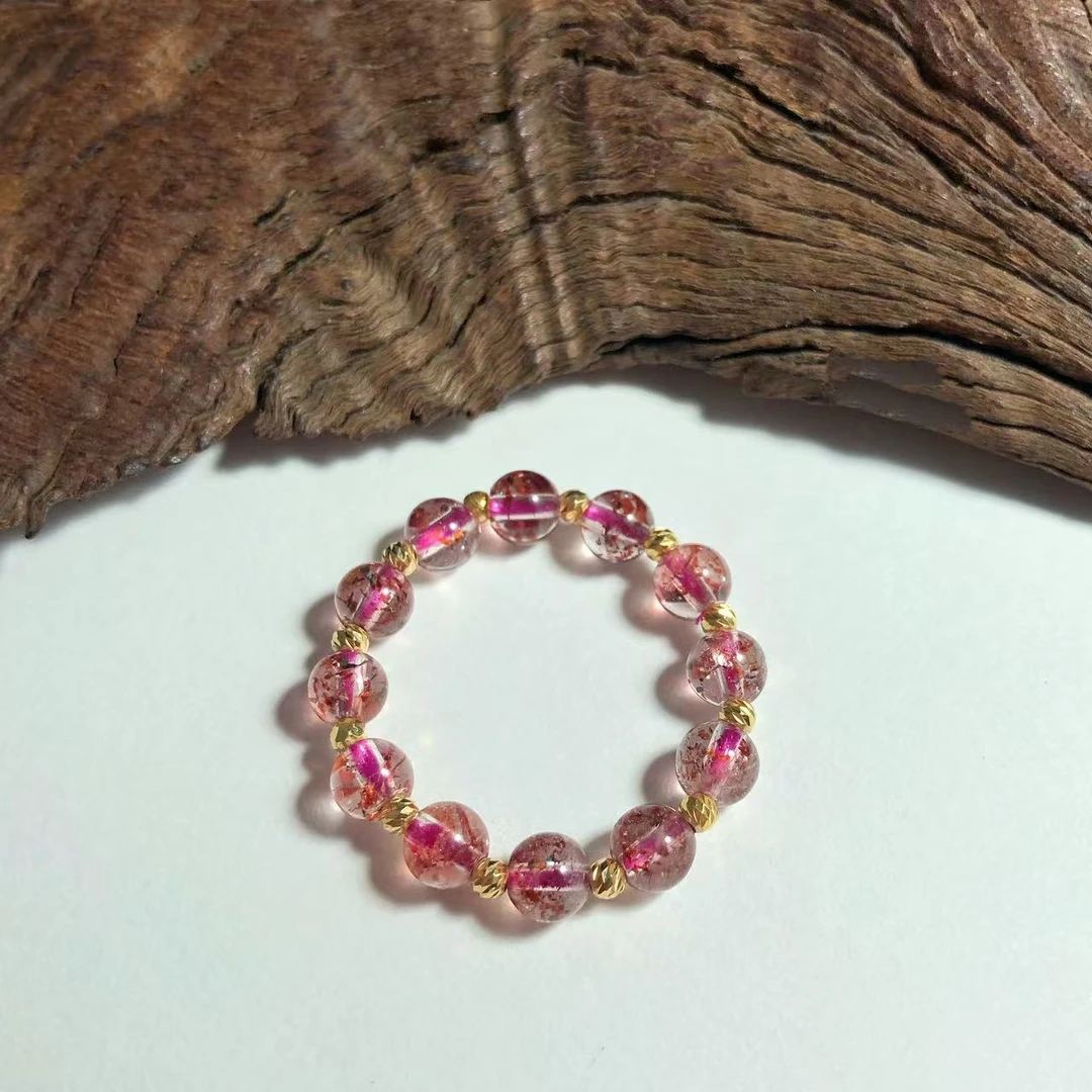 【圣巴黎】天然水晶金草莓戒指18K/4多样性发一D1421