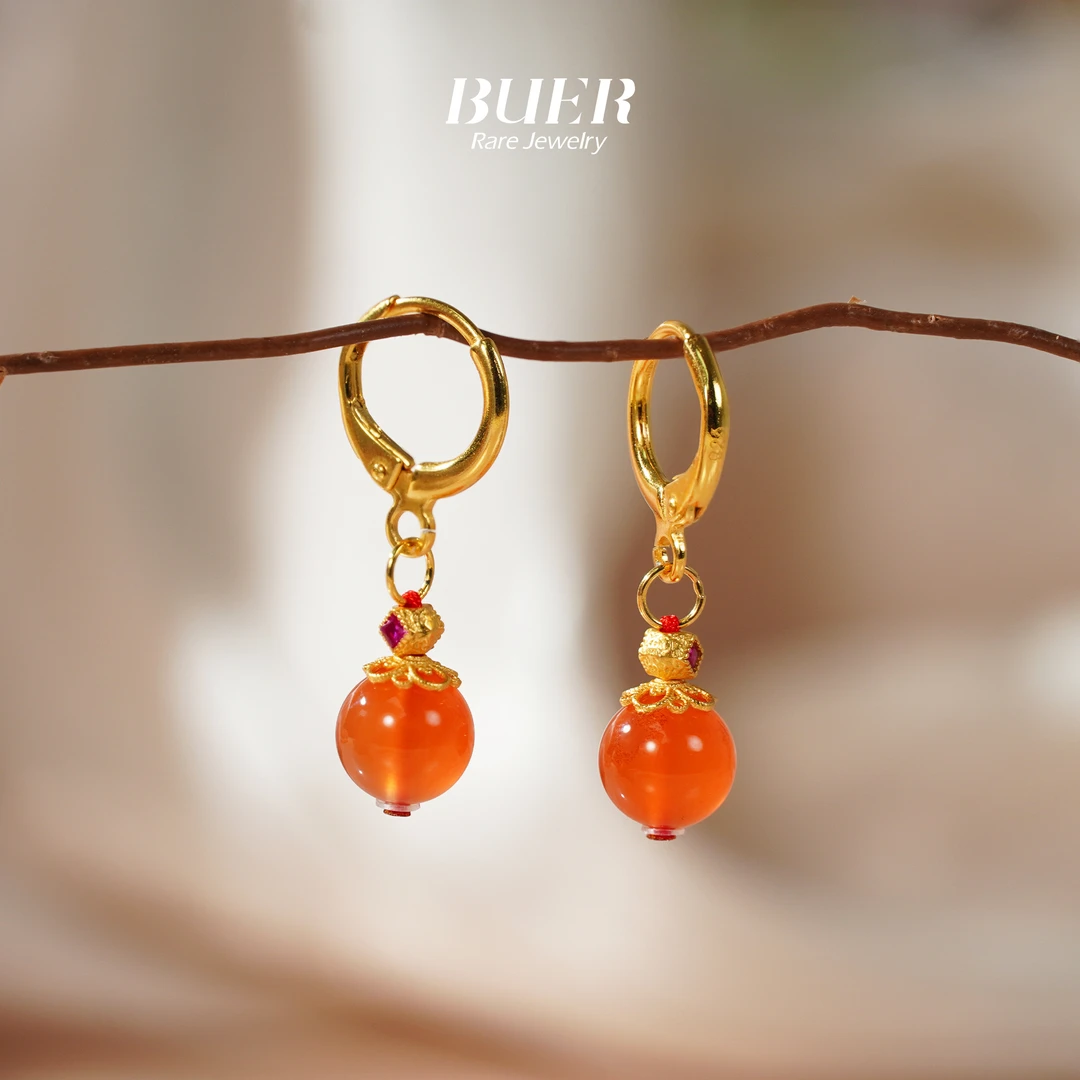 【不二】南红冰红DIY耳坠7mm