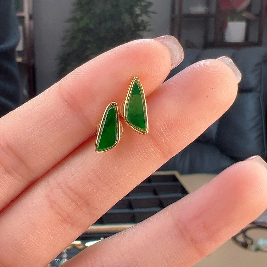 翡翠耳饰银S925镶嵌耳环15