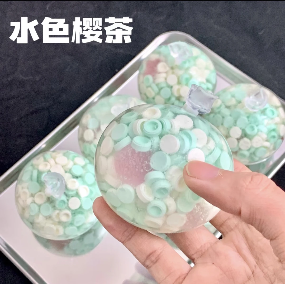 水色樱桃｜胶感手作球 适合肌无力以上 脆脆的 圆积木砂糖5.5cm
