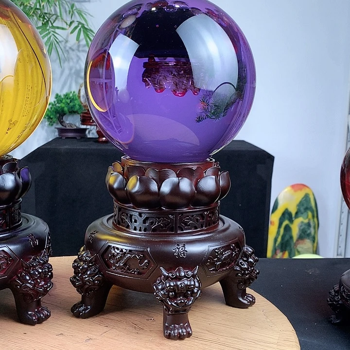 用***7石材水晶球摆件直径20多高档底座