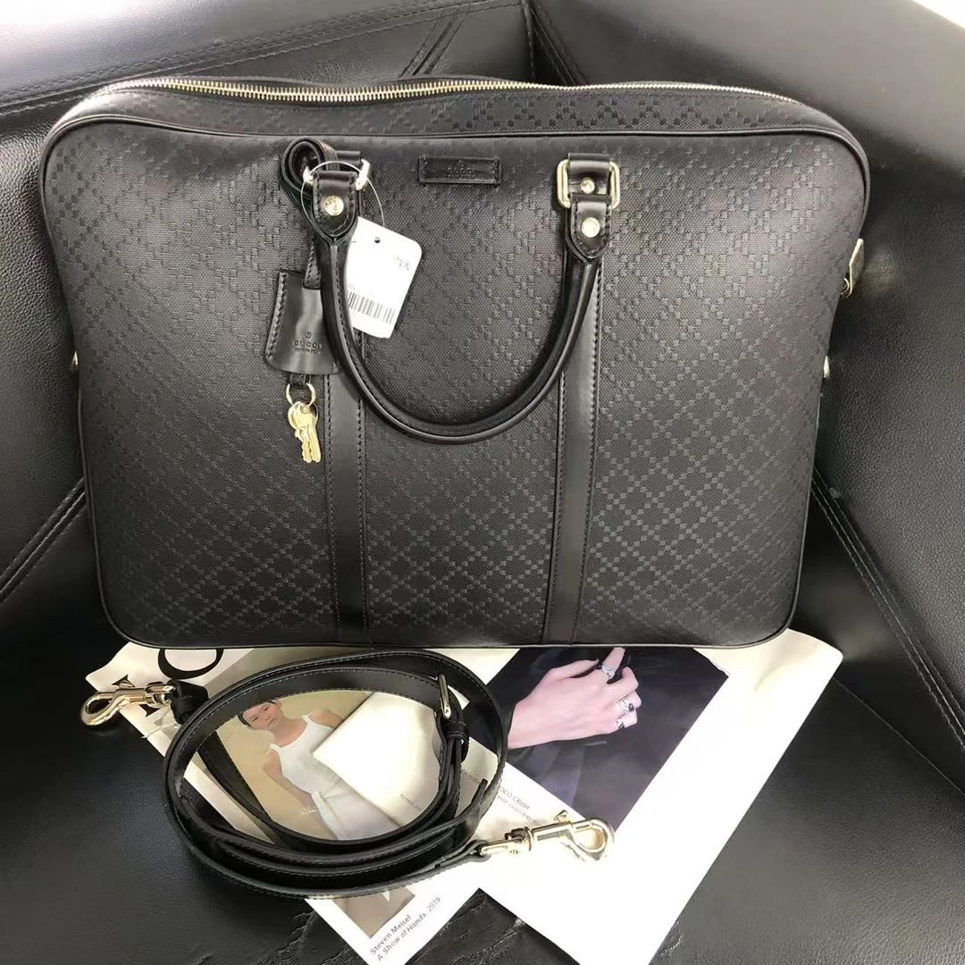 95新 GUCCI/古驰 捐金沉珠/公文包男款黑色