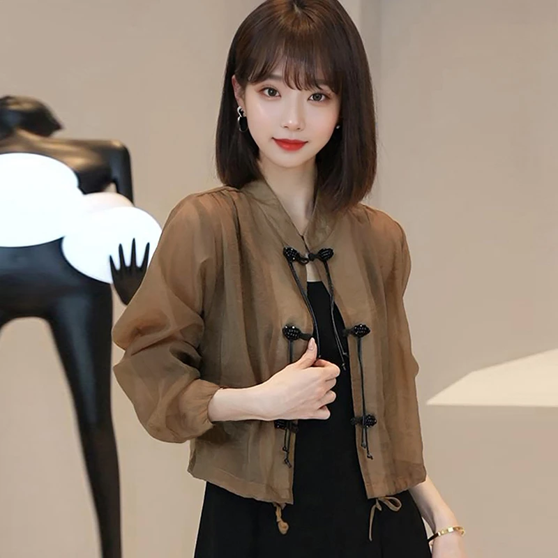 2025春夏新款复古新中式国风上衣女时尚遮肉百搭薄款外套防晒衬衫