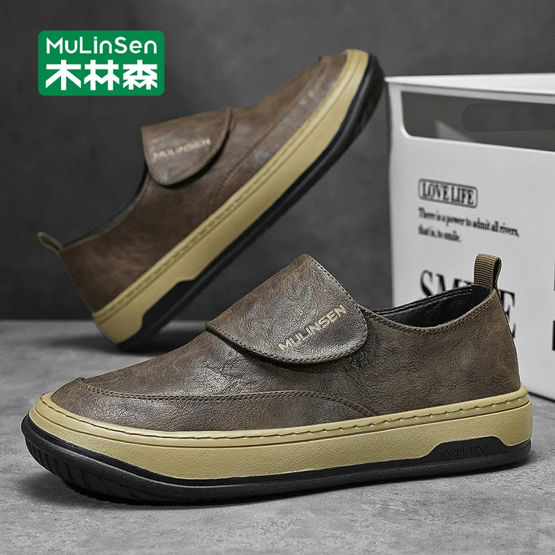 木林森男士皮鞋2025新款秋季一脚蹬豆豆鞋工作软底休闲开车乐福鞋