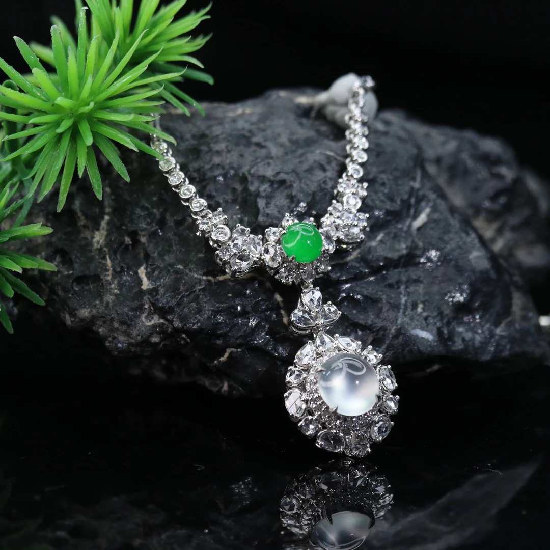 FC41天然缅甸翡翠A货18k冰蛋面项链/001171/保利厦门拍卖