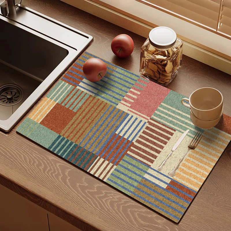 【拍一发二】美式高级感厨房沥水垫台面硅藻泥吸水隔热餐垫咖啡机垫