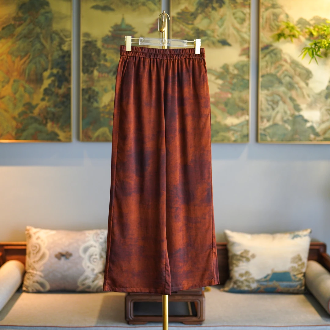 蓝大【凰羽】新中式阔腿休闲裤7876