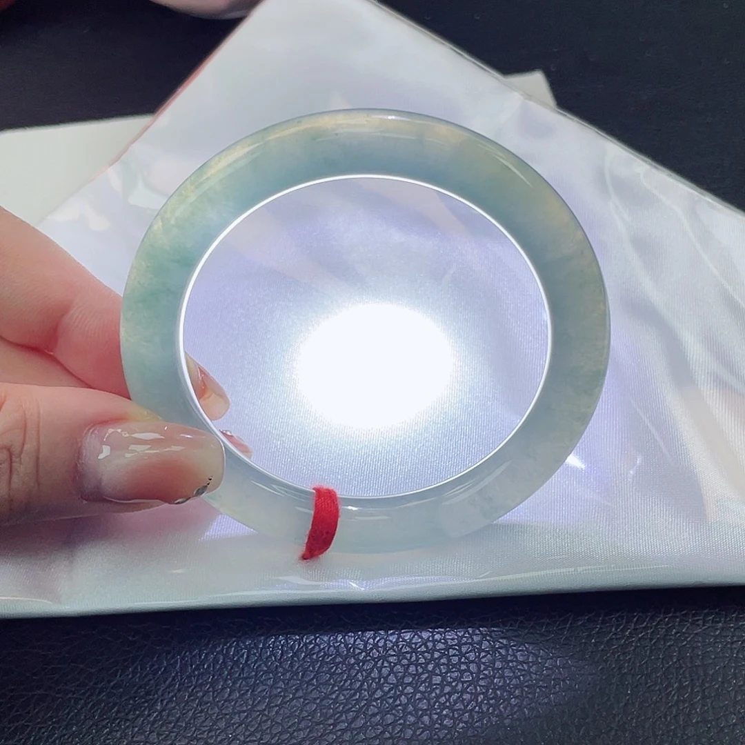 翡翠未镶嵌手镯56圆条冰湖水绿