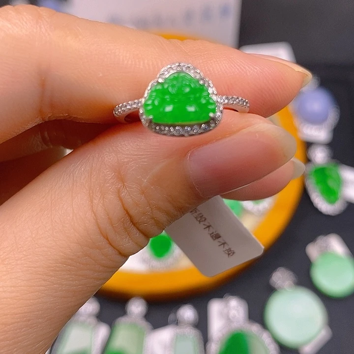 银S925镶嵌戒指翡翠