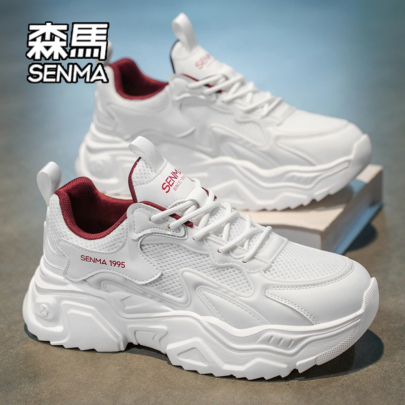 SENMA/森马男鞋冬季潮流百搭休闲跑步运动鞋厚底增高小白老爹潮鞋