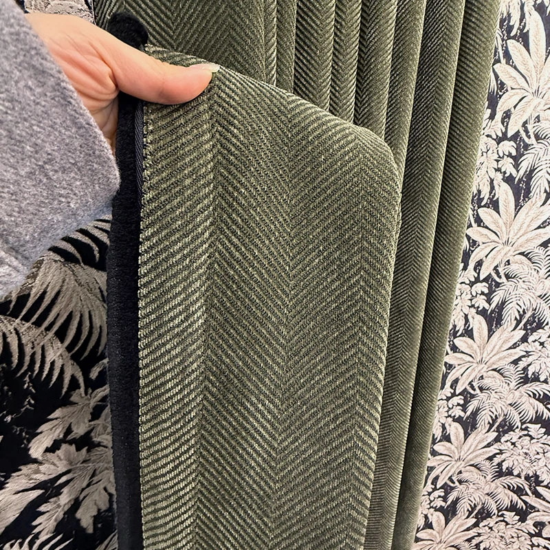 彼岸复古绿2025新款高档美式复古绿橄榄绿雪尼尔遮光客厅卧室窗帘