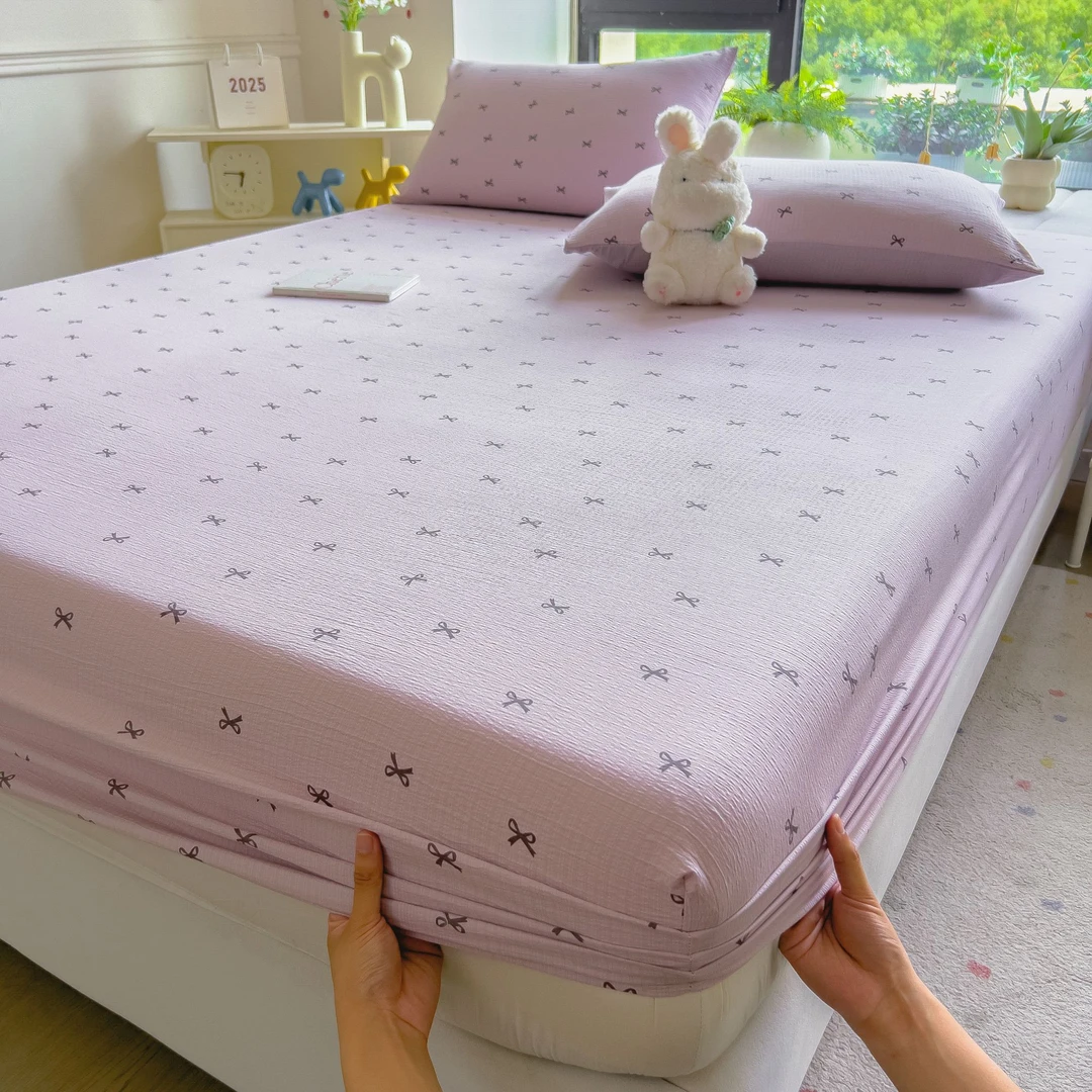 超柔皱皱纱床笠床罩床垫防尘防滑床单罩150x180x200保护罩床套