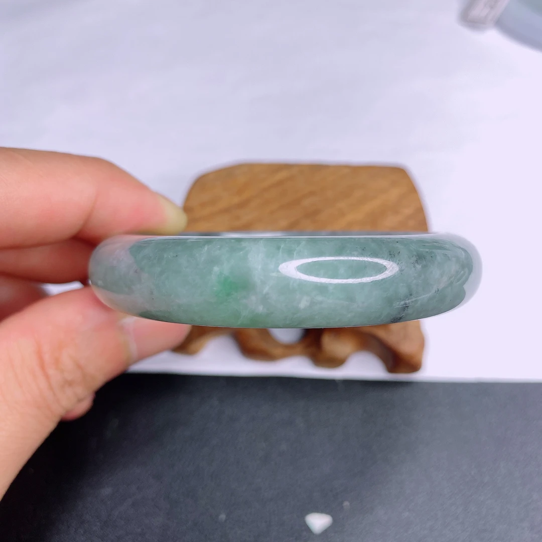 天然缅甸翡翠A货56-57正圈手镯翡翠手镯时尚精美平安镯女款