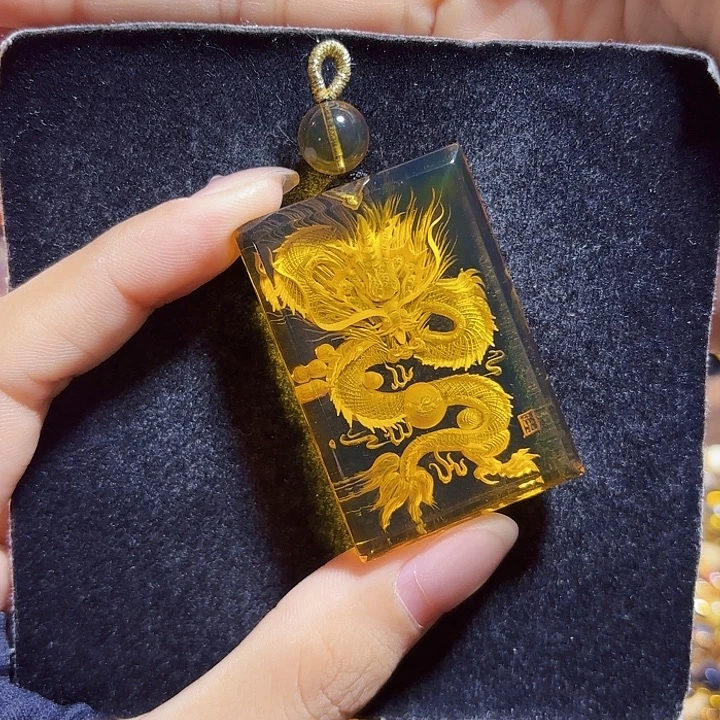 蓝珀未镶嵌珠宝奇石墨西哥蓝珀龙牌