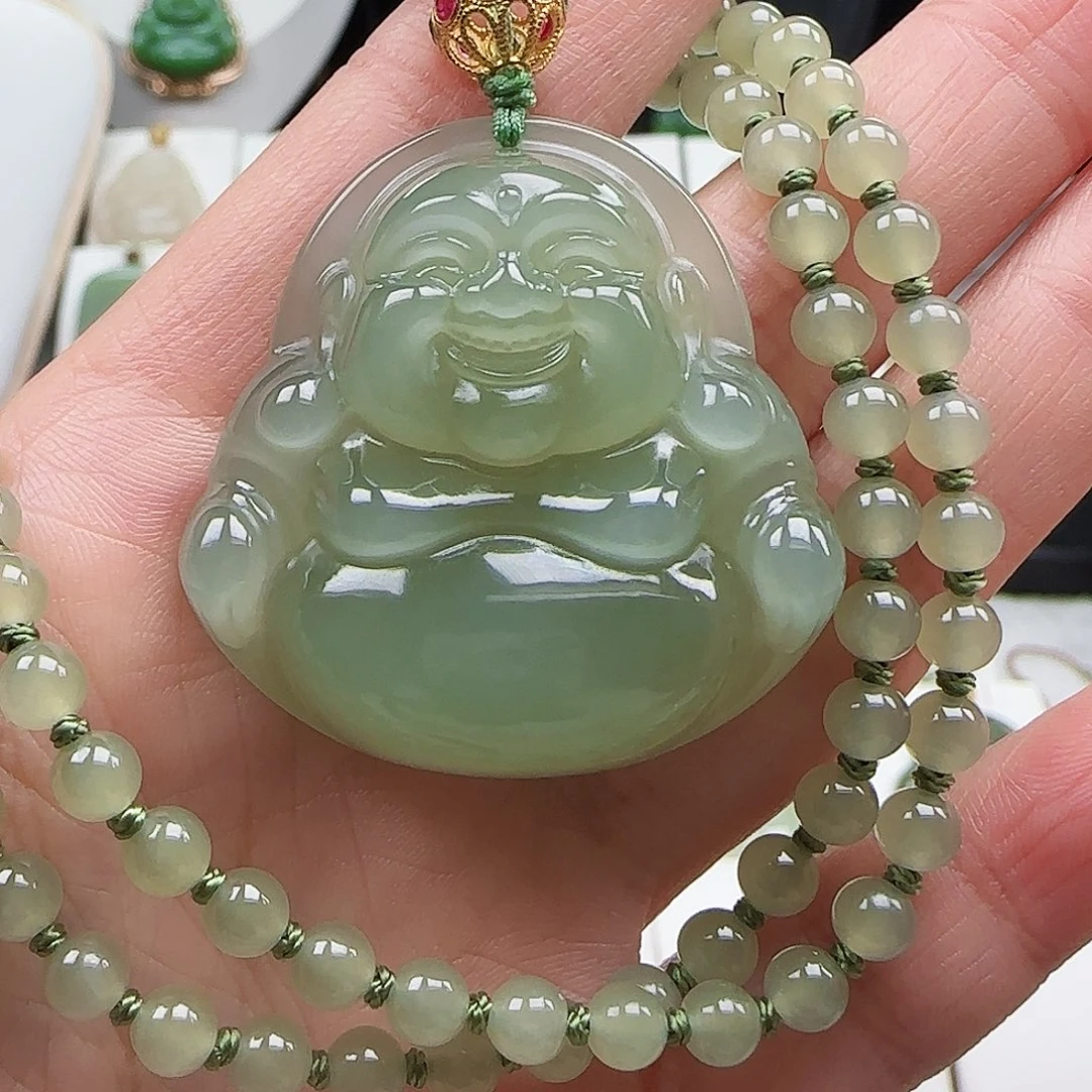 和田玉18K金镶嵌颈饰40
