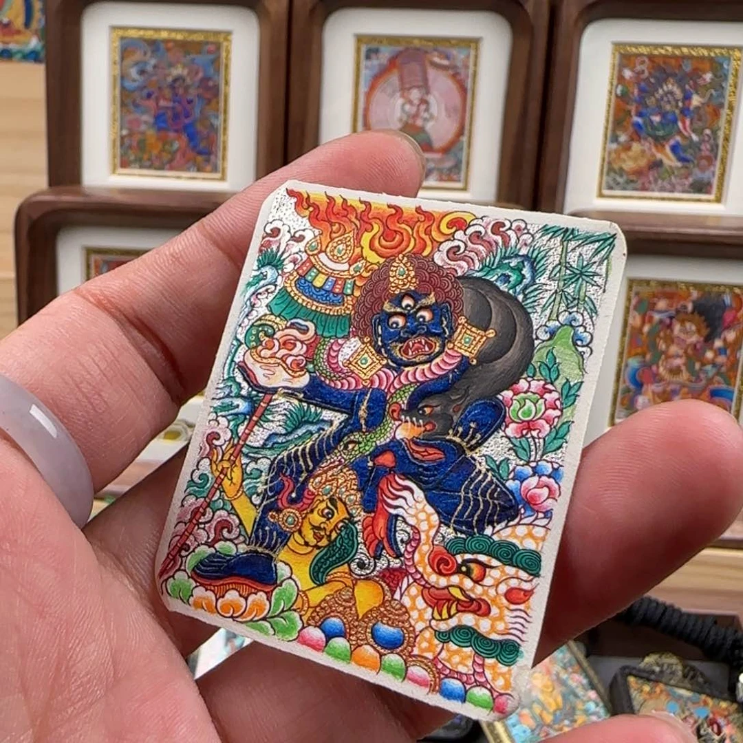 卷轴画宾****酒手绘唐卡黑财神