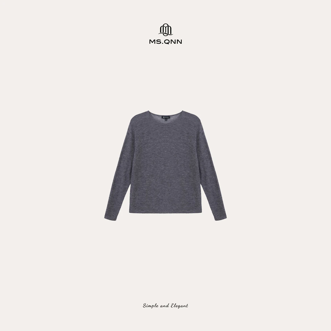 Ms.Qnn”温柔璀璨“高奢水溶珠片丝光羊毛氛围感披肩上衣52T851 Q姐