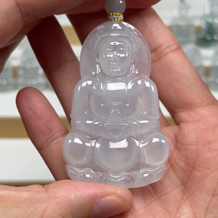 翡翠未镶嵌颈饰天然缅甸翡翠A货观音57号