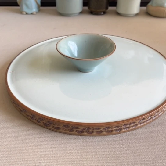 青焱汝瓷仿古斗立杯有瑕