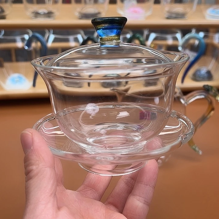 晴***李水晶玻璃吸管款迷翠盖碗