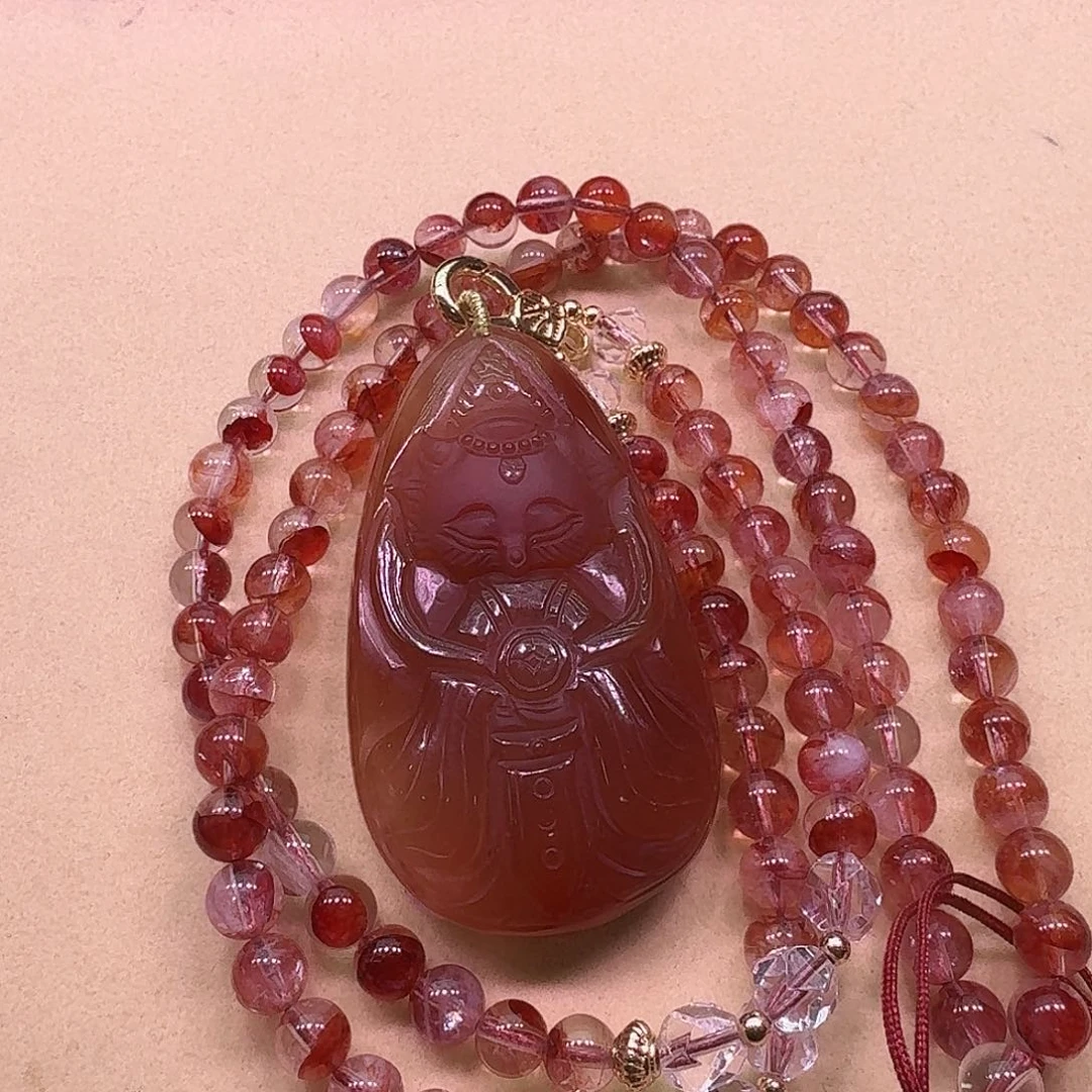 水晶颈饰未镶嵌天然水晶狐狐吊坠