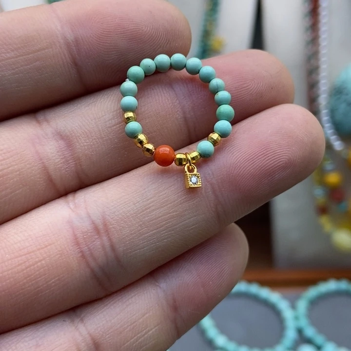 南红玛瑙配饰银S925镀金镶嵌