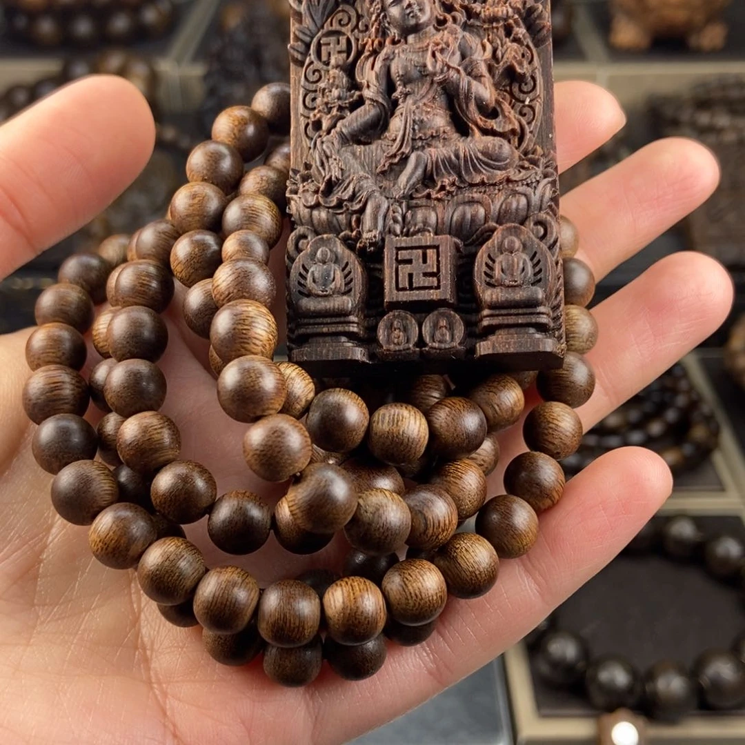 沉香手串一***你越南芽庄白棋楠+沉香木吊坠