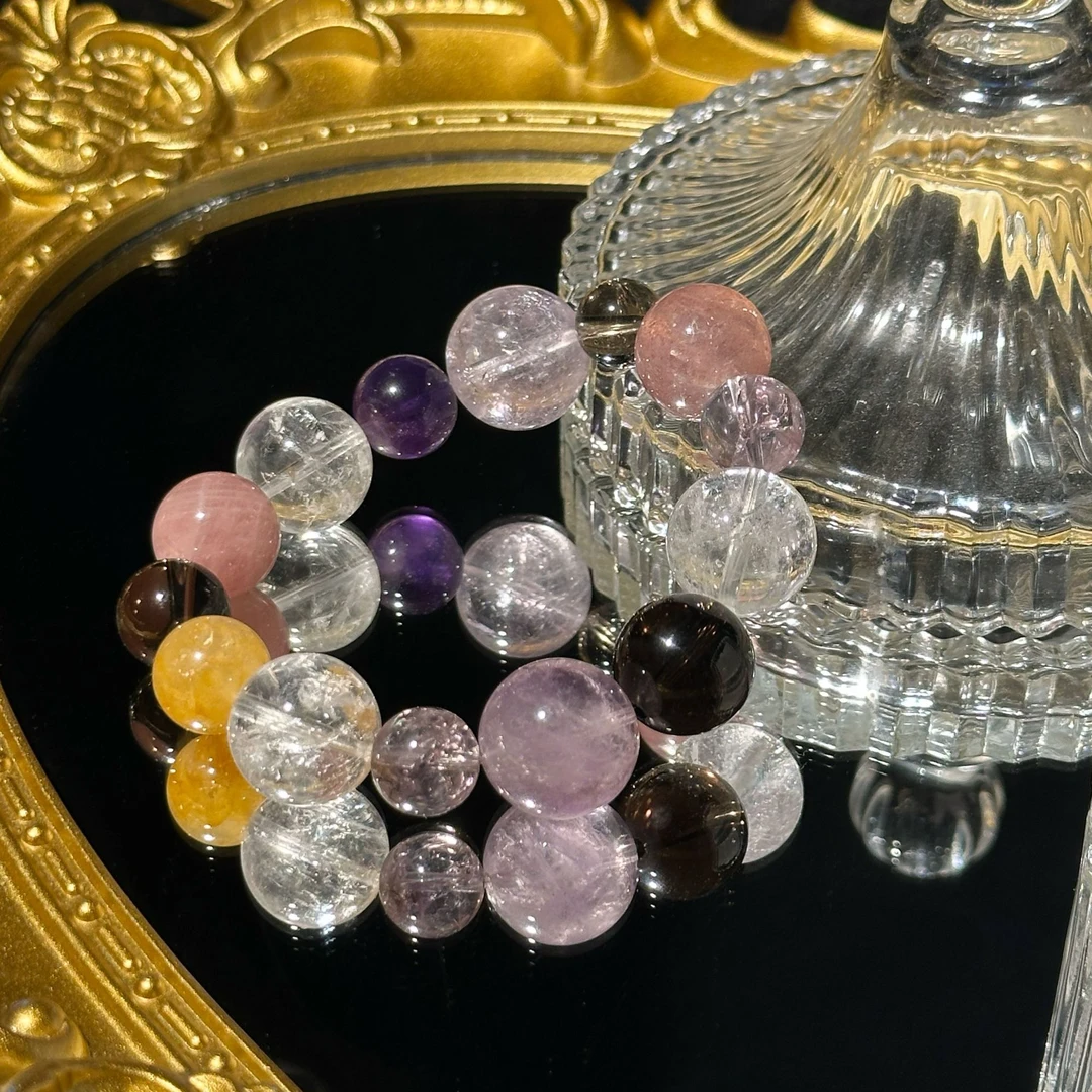 南希粉丝专属【大女主】招米晶紫水晶白水晶简约单圈 多样性发一