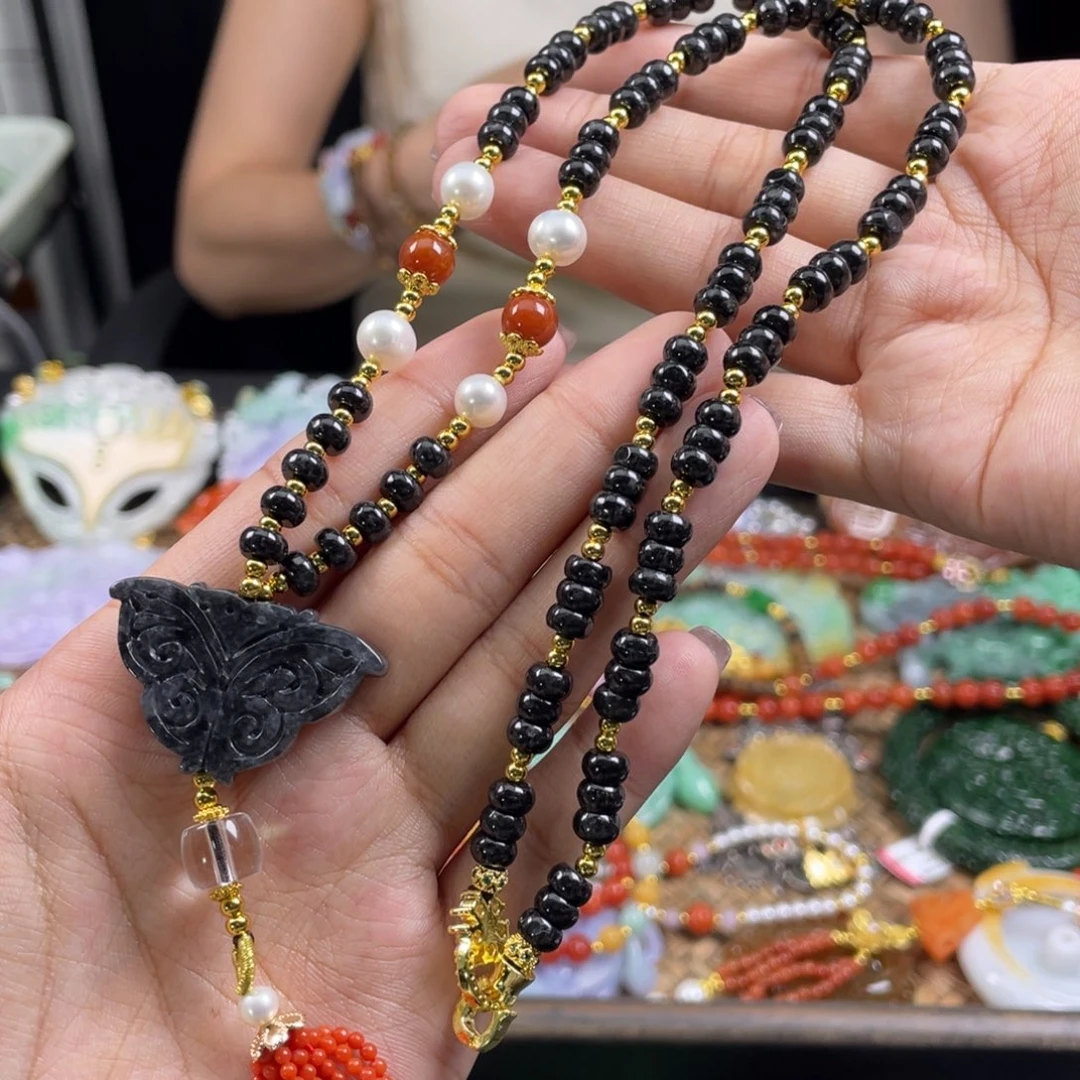 翡翠未镶嵌颈饰代编织