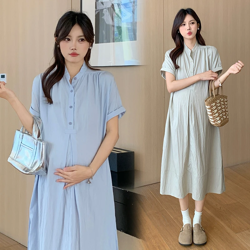 MIMI~时尚孕妇装2025夏季新款轻薄孕妇气质衬衣裙宽松孕妇衬衣裙