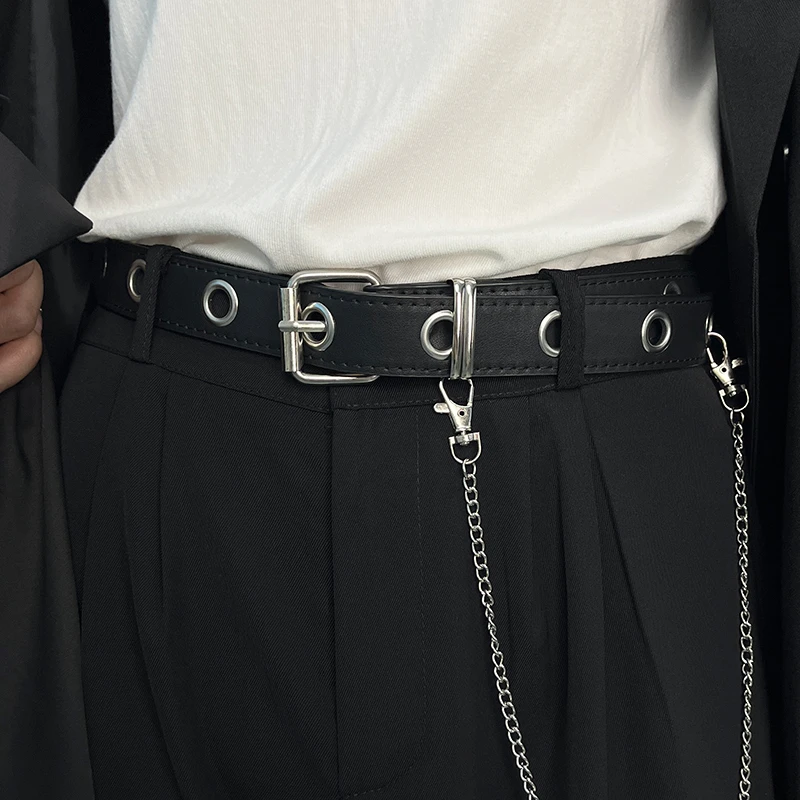 2025新款暗黑多巴胺链条腰带男女士朋克配牛仔裤皮带装饰潮年轻人