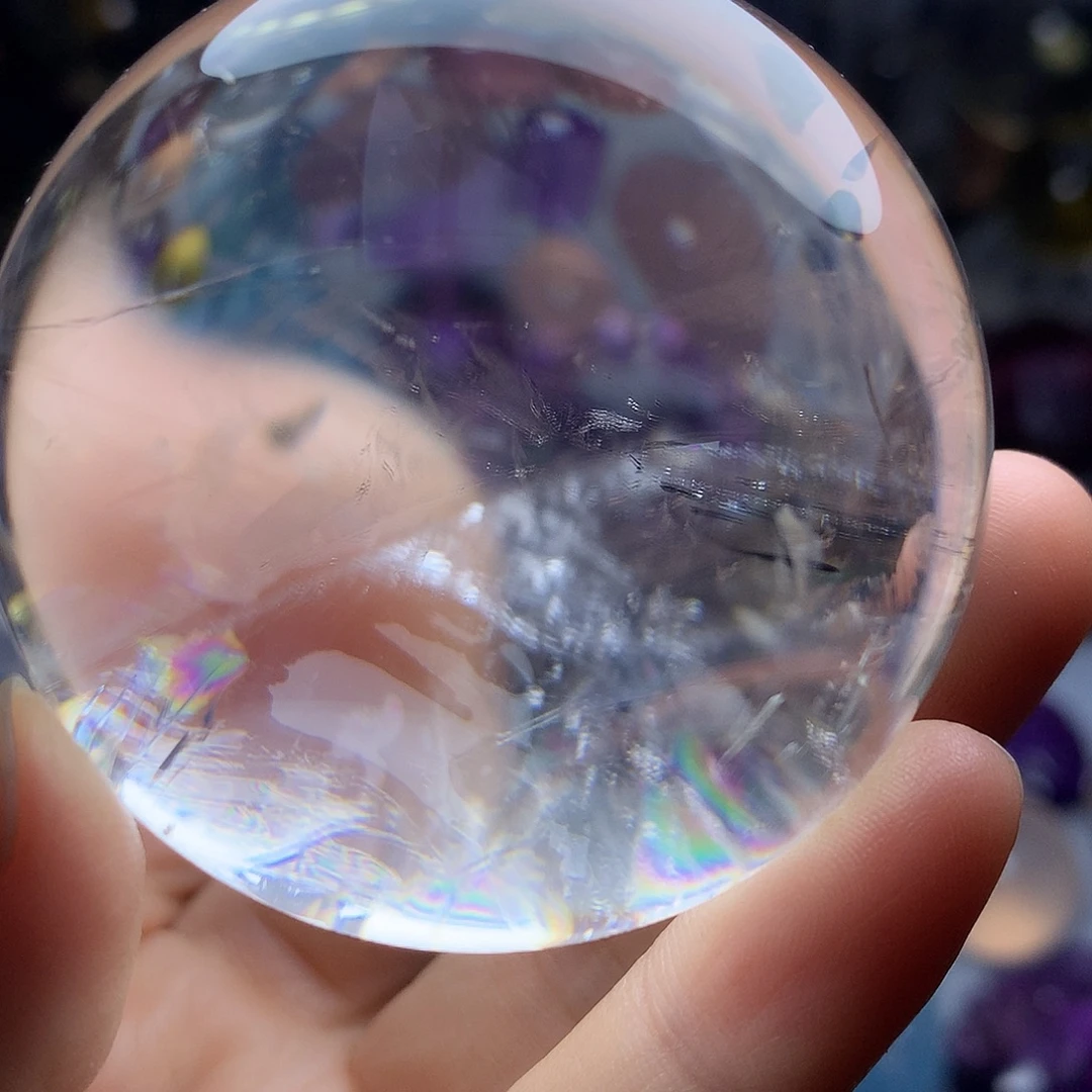水晶珠宝半成品未镶嵌高透体白水晶摆件52mm