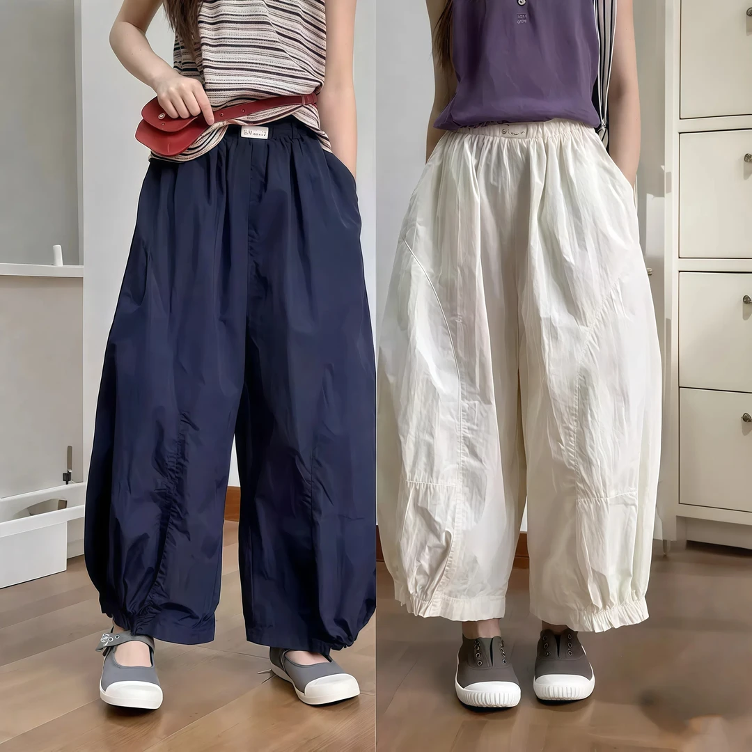 女童裤子夏装2025新款儿童夏天薄款哈伦老爹裤中大童夏天防蚊长裤