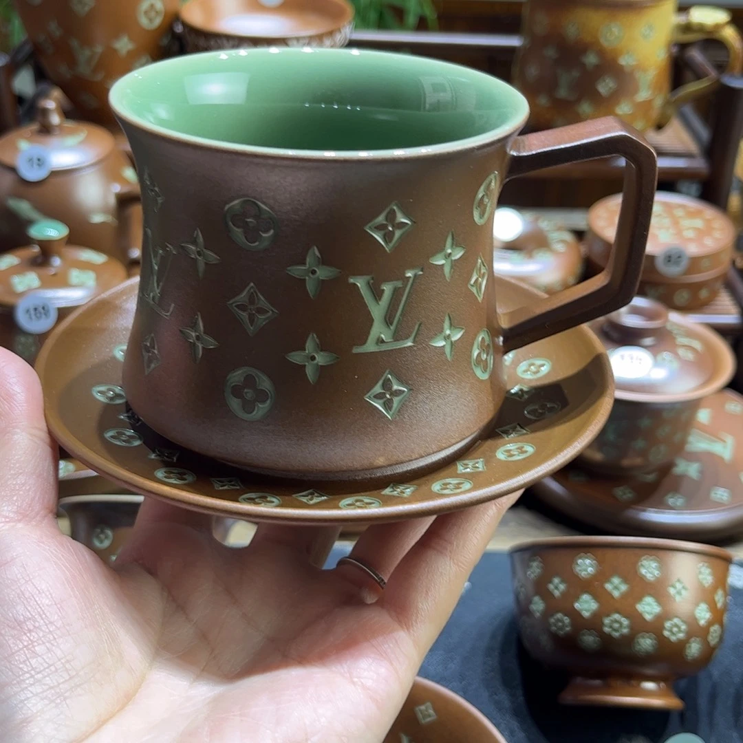 谁***宝草木灰老花咖啡杯
