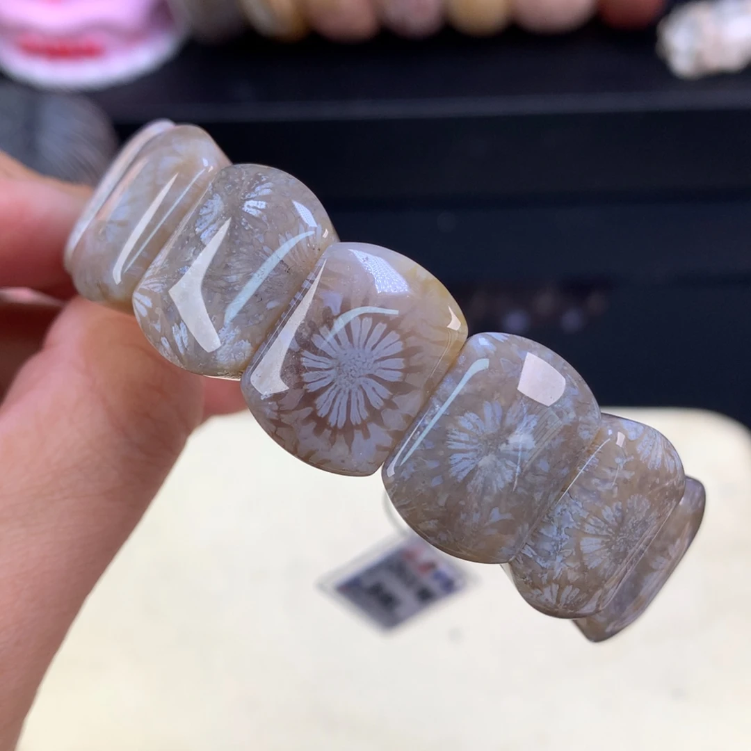 硅化珊瑚（珊瑚玉）未镶嵌颈饰500漏248蝴蝶花（51号）