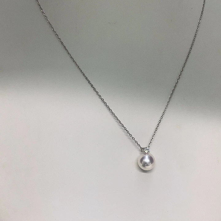 海水珍珠吊坠8.5-918K金镶嵌