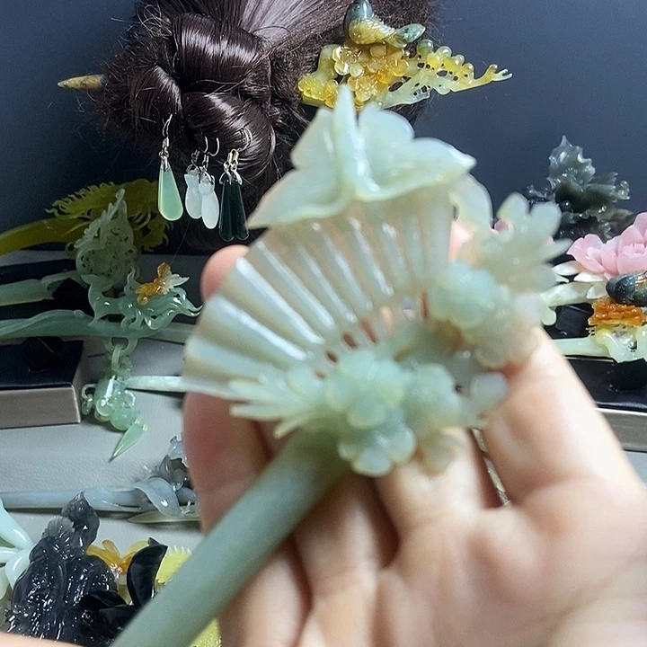 岫玉未镶嵌发簪发簪