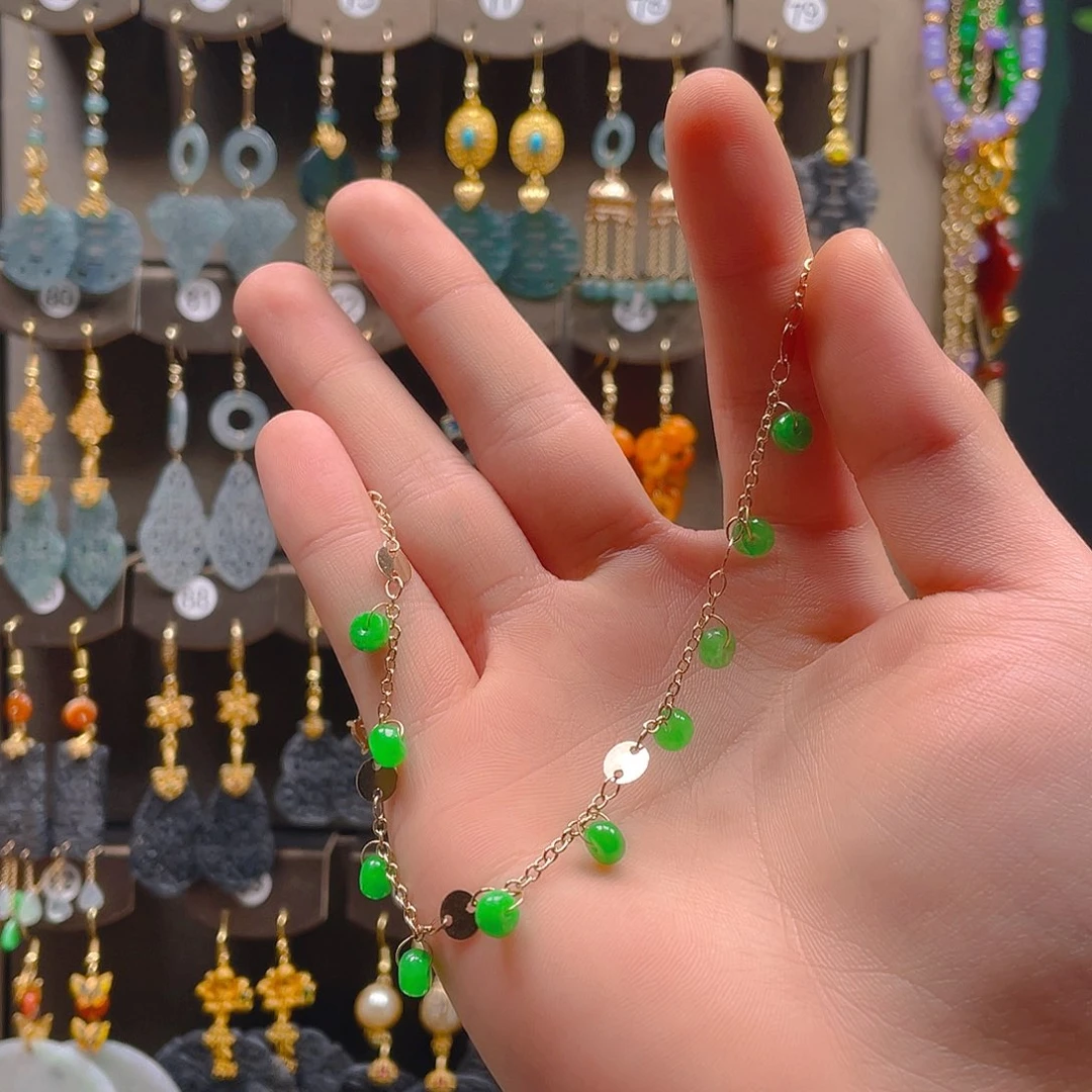 翡翠耳饰合金翡翠