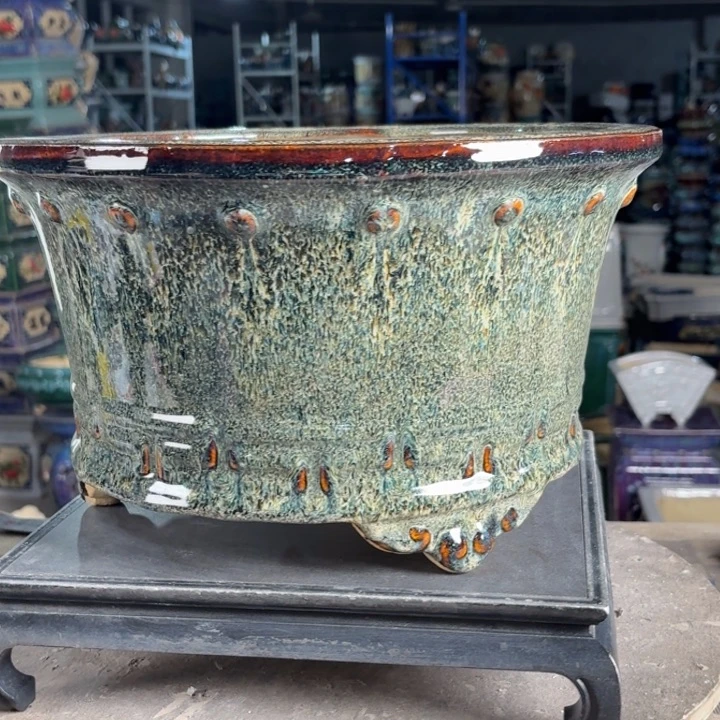 一风堂石湾花盆 内29*16高温裂微瑕