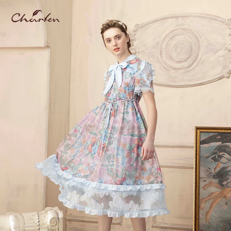 【达人】CHARFEN朝峰夏季连衣裙CFD2D301-3002G蕾丝