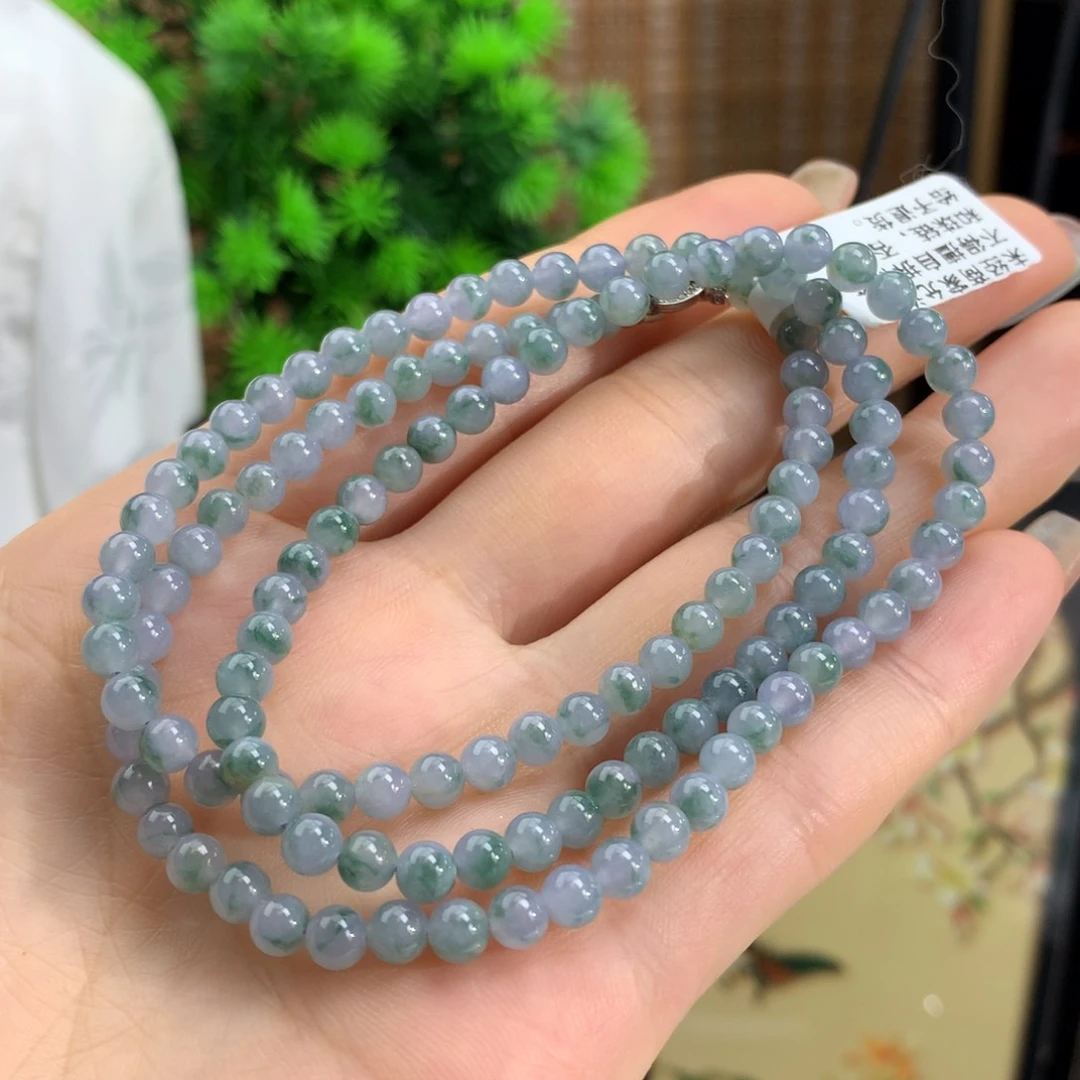 翡翠手链未镶嵌冰胶蓝紫飘花项链卡4.6m m
