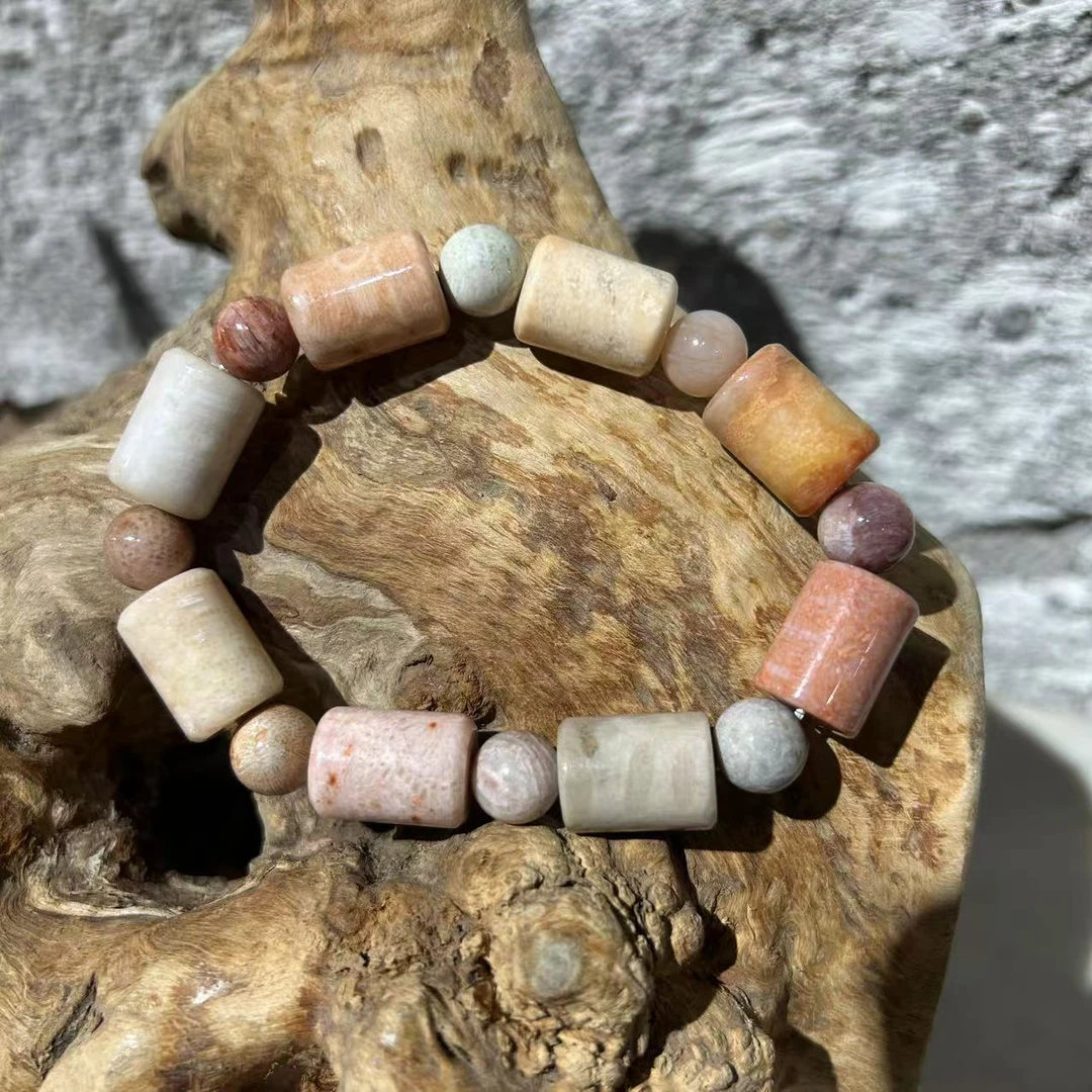 非金属莫桑石手链 天然精品珊手链瑚石手串特色圆筒