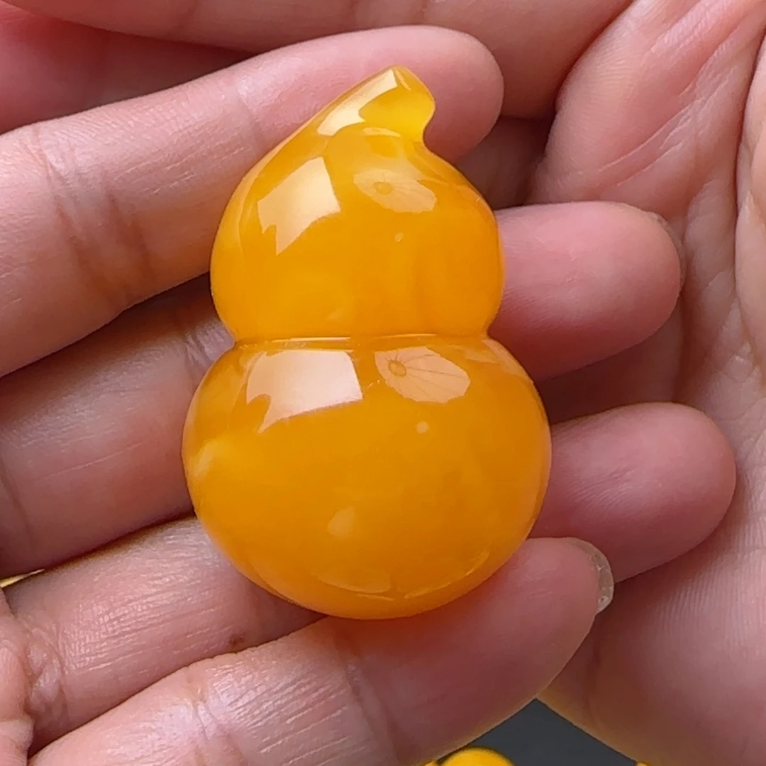 手链琥珀未镶嵌焦皮红花蜡立体葫芦